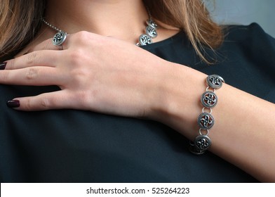 A Model Displays Of Jewelery