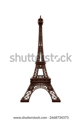 A model of the Eiffel Tower isolated on a white background