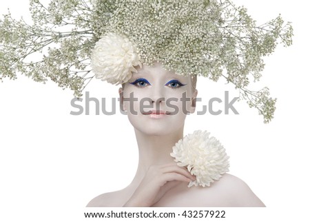 Similar – Young blonde woman posing with a huge daisy