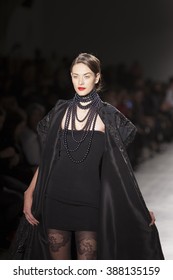 Model Jaquelini Bertan walks at Zang Toi Runway Fall Winter 2016 Collection during New York Fashion Week at Pier 59 Studios on February 13, 2016 in New York City.