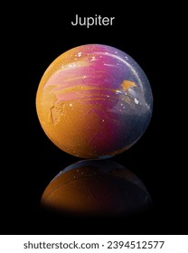 Model of Jupiter on black background with reflection