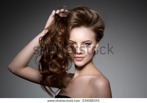 Model Long Hair Waves Curls Hairstyle Stock Photo Edit Now