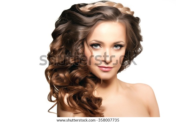 Model Long Hair Waves Curls Hairstyle Stock Photo Edit Now