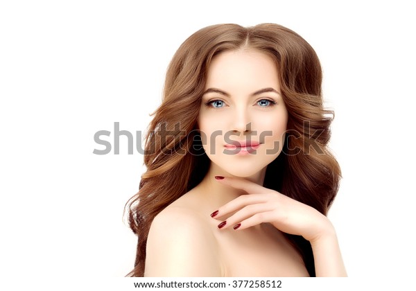 Model Long Wavy Hair Waves Curls Stock Photo Edit Now 377258512