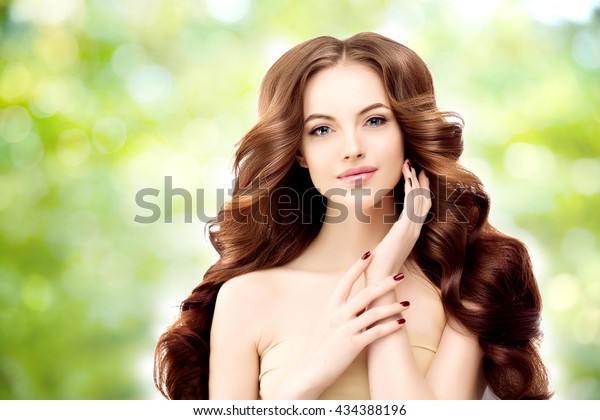 Model Long Wavy Hair Waves Curls Stock Photo Edit Now 434388196