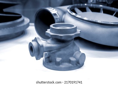 Model object of a large industrial part printed on a 3D printer from metal close-up. New modern progressive additive 3D printing technology. Industry factory plant manufacturing metalwork industrial - Shutterstock ID 2170191741