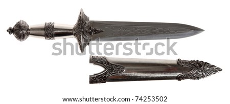 Model of the old dagger with a white background, souvenir