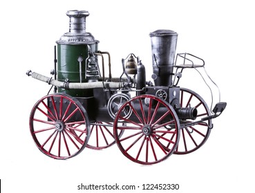 Model Of Old-fashioned Train Isolated Over White Background