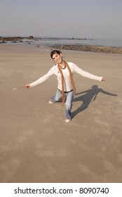 Model on the beach