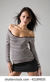 Model on photographing in studio