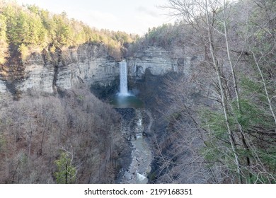 Model Perspective Of A NY Waterfall Using A Tilt Shift Lens, Taughannock Falls State Park, Ithaca, New York.