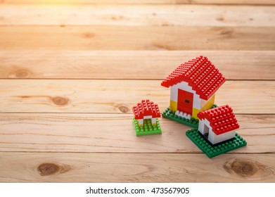 model of plastic house building, loan, real estate or buying a new home concept.with copy space