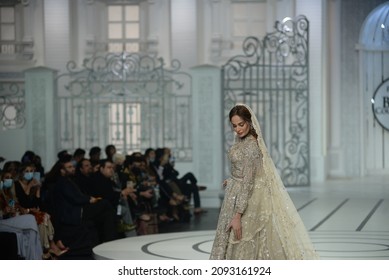 A Model Presents A Creation By Designer During Bridal Couture Week, In Lahore, Pakistan, Sunday, Dec.10, 2021.