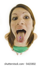 Model Release 375  Teenage Girl Sticking Tongue To Show Tongue Ring