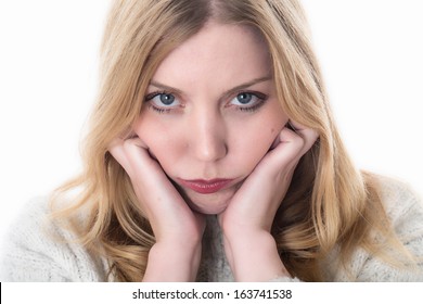 Model Released. Sad Grumpy Young Woman