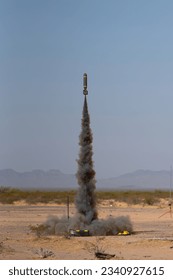 Model Rocket Launch - Arizona Desert.  Lots of smoke.