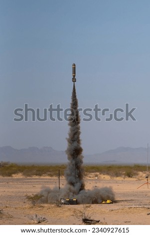 Model Rocket Launch - Arizona Desert.  Lots of smoke.
