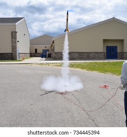 Model Rocket Launching Off