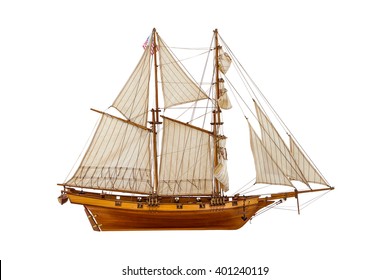 model sailing ship on a white background