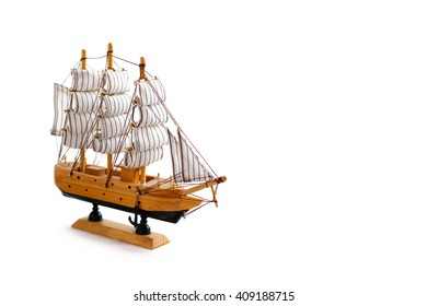 Model Ship On White Background