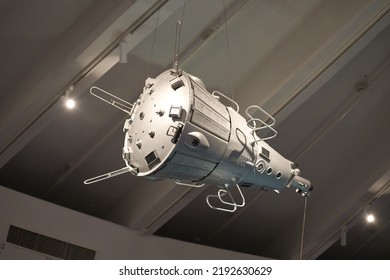 Model Of The Space Satellite - Exhibit In Planetarium Museum. Moscow, Russia - August 2020.