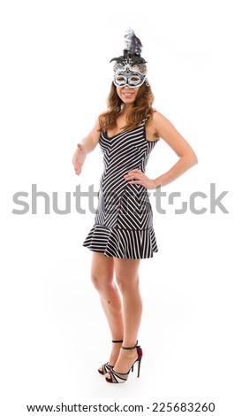 Model in studio isolated on white background