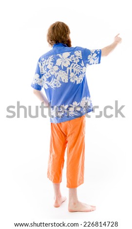 Model in studio isolated on white background