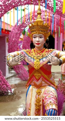 The model in the temple for goodluck
