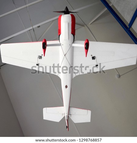 model toy airplane ceiling under the ceiling closeup