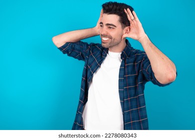 MODEL Trying to hear both hands on ear gesture, curious for gossip. Hearing problem, deaf