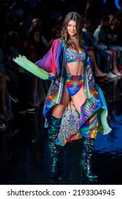 A Model Walks The Runway For Camilla Fashion Show During Art, Hearts, Fashion Swim Week At The Faena Forum In Miami Beach On 7- 10- 2021