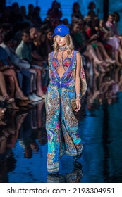 A Model Walks The Runway For Camilla Fashion Show During Art, Hearts, Fashion Swim Week At The Faena Forum In Miami Beach On 7- 10- 2021