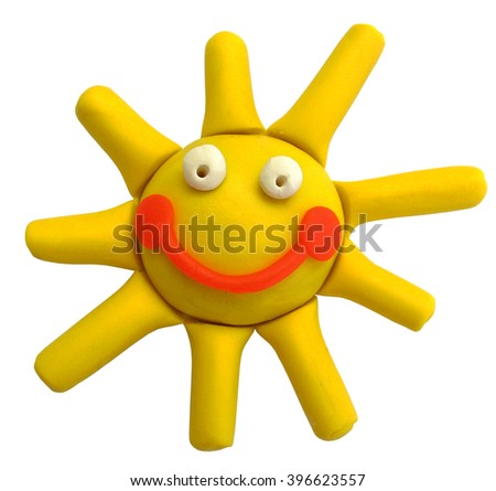 Modeling sun of plasticine. Photo illustration.