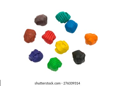 A Modelling Clay Ball Of Different Colors Isolated On A White Background