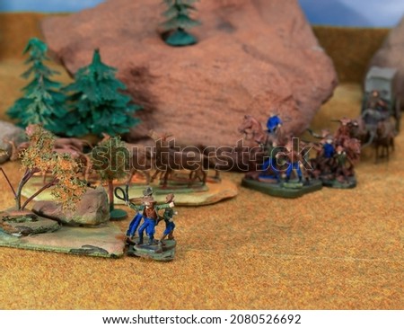 Models for assembly. Assembled Models, Plastic Figures, KIT Models, War Toys, Wild West Cowboys and Migrants, Animal and Human Figures 