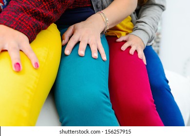  Models With Color Jeans For Fashion Background