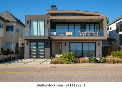 Moden houses near the shoreline Santa Cruz California.