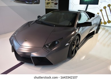 Modena, Italy, December 16 2019: Museo Lamborghini Grey Lamborghini