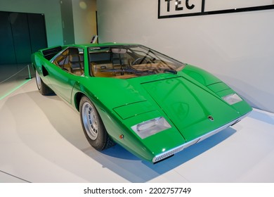 Modena, Italy - July 9, 2022: Vehicles And Exhibits At The Lamborghini Museum In Italy
