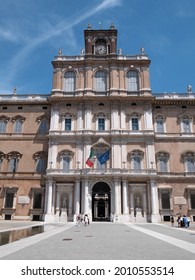 Modena - Italy - June  12, 2021:Exterior of the ducal palace of Modena, today it houses the prestigious Military Academy of Modena.