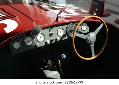 MODENA, ITALY JUNE 22, 2015: Ferrari Old Classic Racing 1950s Car Details Closeup