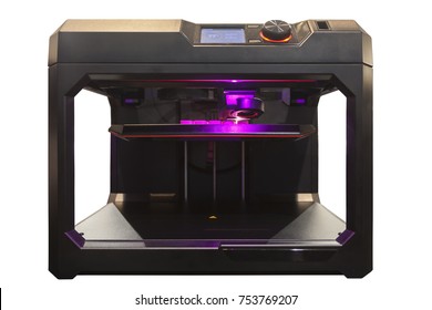 Moderner 3D-Drucker einzeln auf weißem Hintergrund 
