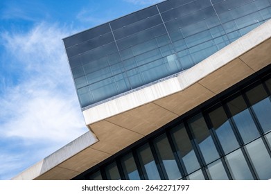 Modern Abstract Architecture, using strong geometric shapes and different materials to create an aesthetically please building design.