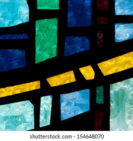 Modern Abstract Stained Glass Window Made Of Colored Slab Glass