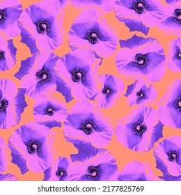 Modern Acid Colourful Floral seamless background with noise grunge texture. Natural Fashion mixed design. - Shutterstock ID 2177825769