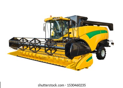 Modern agricultural combine, front view