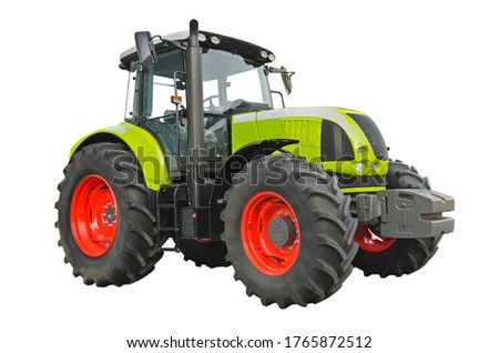 Modern agricultural tractor, side view