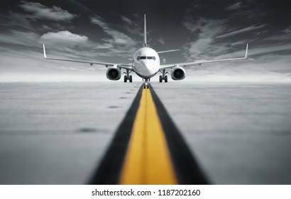 Modern Airplane On A Runway