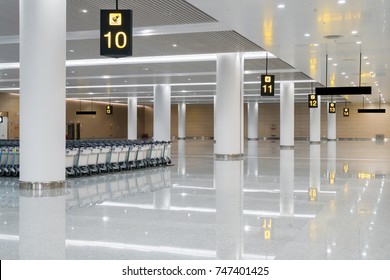 Modern Airport Hall Interior With Nobody