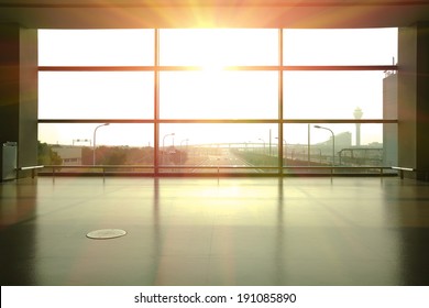 Modern Airport Interior Glass Wall Aisle Window